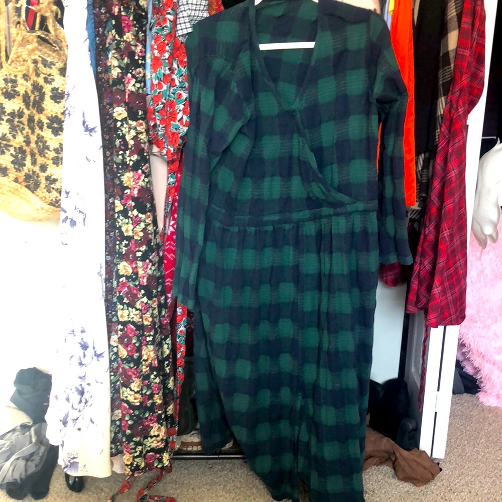 Green plaid dress